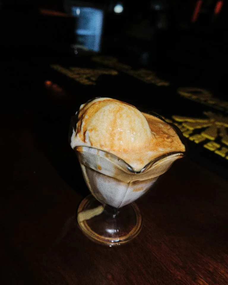 Affogato — a scoop of gelato with espresso poured over it at Sip Haus
